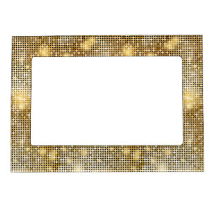 Bright sparkling golden sequin glitters disco ball magnetic photo frame