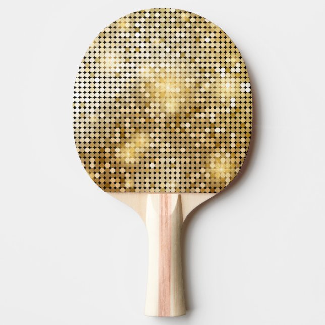 Bright sparkling golden sequin glitters disco ball Ping-Pong paddle (Front)