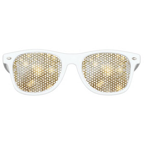 Bright sparkling golden sequin glitters disco ball retro sunglasses