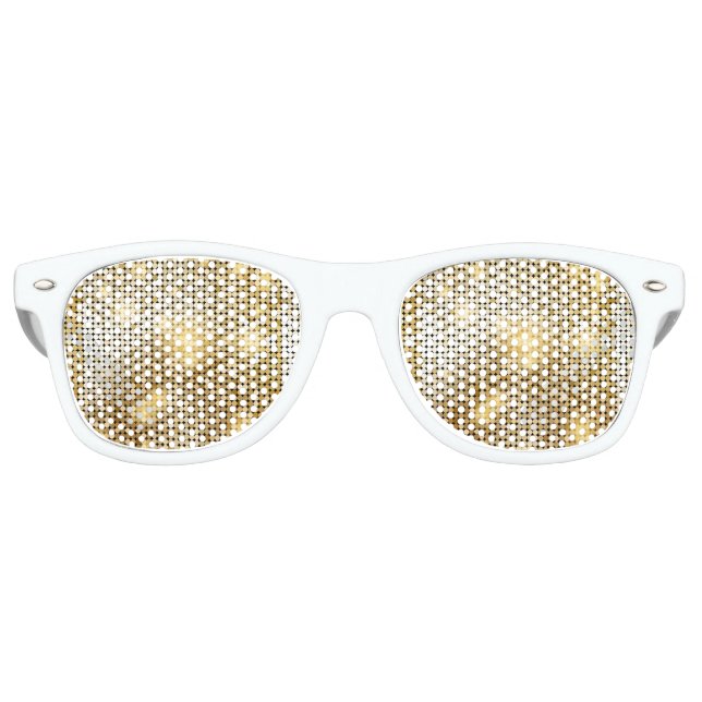 Bright sparkling golden sequin glitters disco ball retro sunglasses (Front)