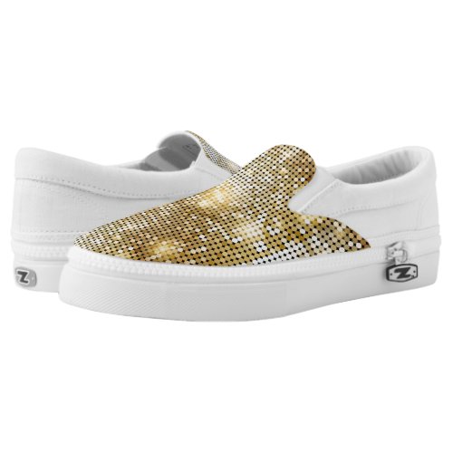 Bright sparkling golden sequin glitters disco ball Slip-On sneakers