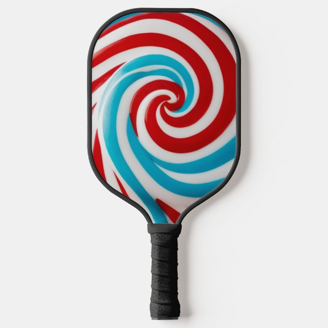 Bright Spiral Fun Colorful Sweet Lollipop Monogram Pickleball Paddle (Front)