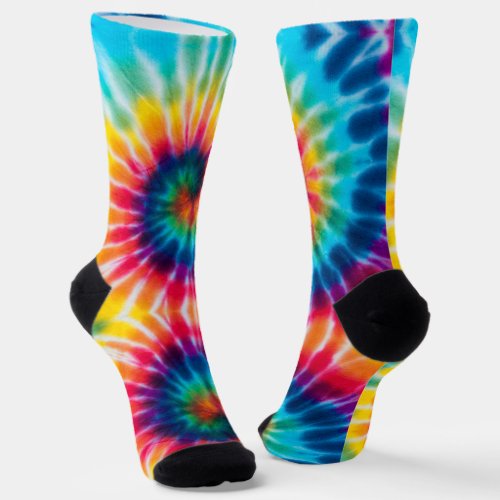 Bright Spiral Tie Dye Colorful Socks