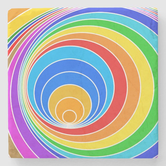 Bright Spiral Vortex Abstract Stone Coaster (Front)