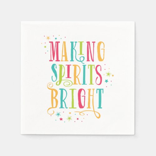 Bright Spirits Colorful Holiday Cocktail Napkin