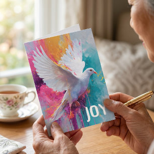 Bright Splatter Watercolour Dove Christmas Holiday Card