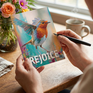 Bright Splatter Watercolour Robin Christmas Holiday Card