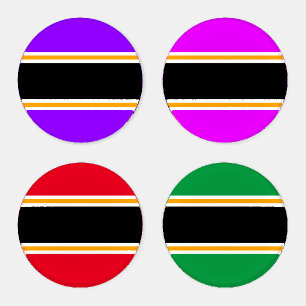 Bright Sporty Fun Bold Multicolor Racing Stripes Coaster Set