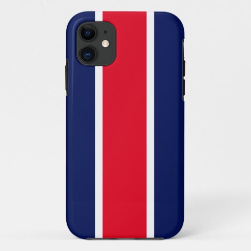Bright Sporty Red White Navy Blue Racing Stripes iPhone 11 Case