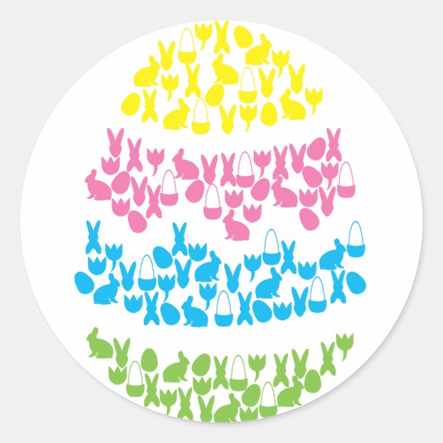 Bright Spring Easter Holiday Egg Pattern Classic Round Sticker (Front)