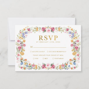 Bright Spring Floral Garden Wedding RSVP Card