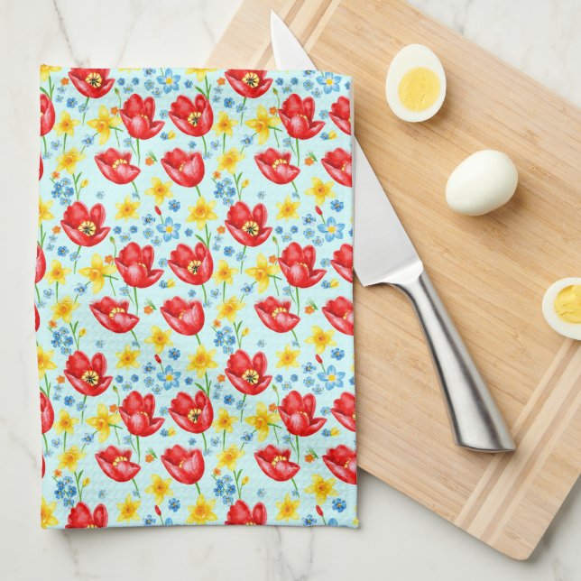 Bright Spring Flowers Kitchen Towel (Quarter Fold)