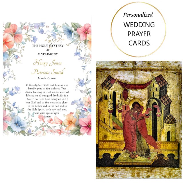Bright Spring Flowers Orthodox Wedding Prayer Card (Creator Uploaded)