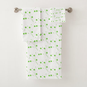 Bright Spring Green Flowers, Small Floral Print Bath Towel Set