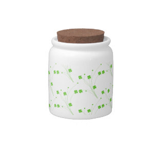 Bright Spring Green Flowers, Small Floral Print Candy Jar