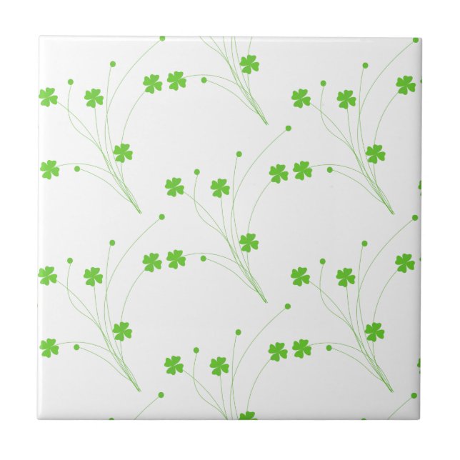 Bright Spring Green Flowers, Small Floral Print Ceramic Tile (Front)