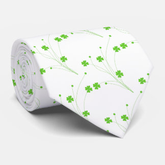 Bright Spring Green Flowers, Small Floral Print Neck Tie