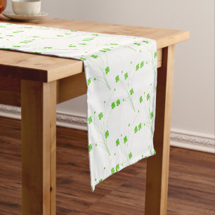 Bright Spring Green Flowers, Small Floral Print Short Table Runner