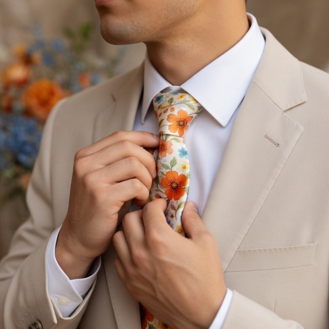 Bright Spring Meadow Floral Pattern Neck Tie (Creator Uploaded)