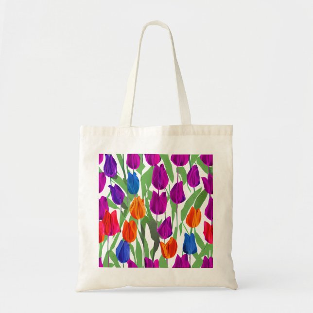 Bright Spring Tulips Canvas Tote (Front)