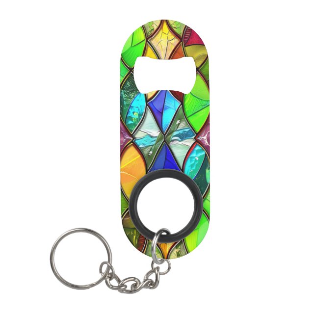Bright Stained Glass Statement Keychain Bottle Opener (Front)