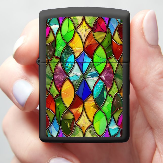 Bright Stained Glass Statement Zippo Lighter (In Hand)