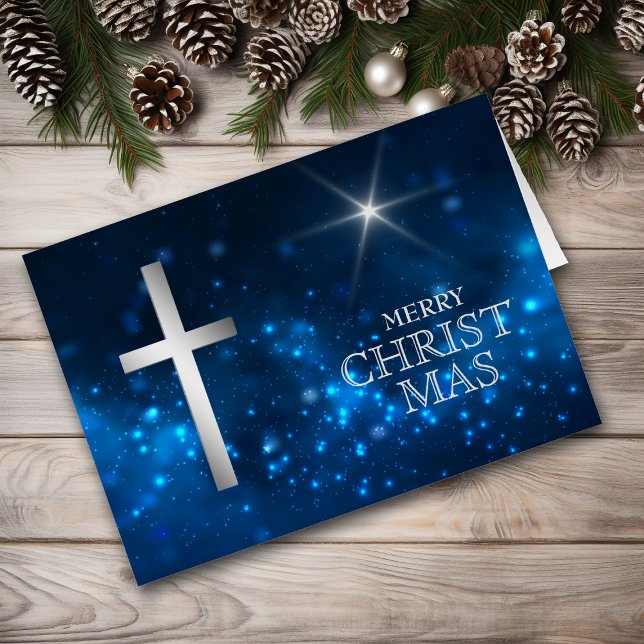 Bright Star Christian Silver Cross Christmas Cards (Creator Uploaded)