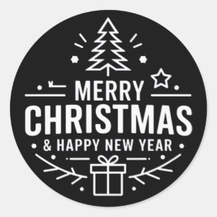 Bright Star Merry Christmas & happy New year Stick Classic Round Sticker