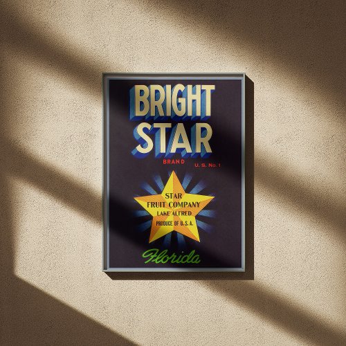 Bright Star Oranges packing label Poster