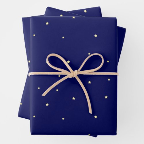 Bright Stars In Midnight Blue Sky Fanciful  Wrapping Paper Sheets