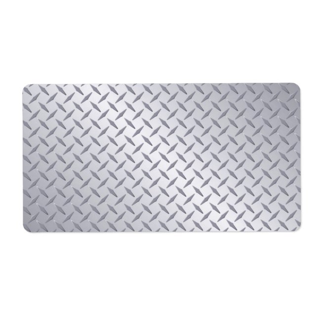 Bright Steel Diamond Plate Background Label (Front)