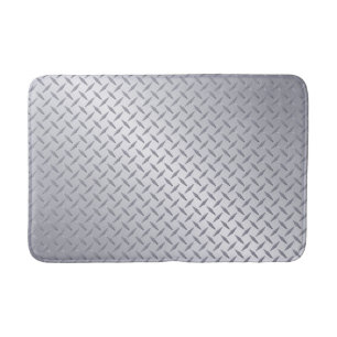 Bright Steel Diamond Plate Look Bathroom Mat