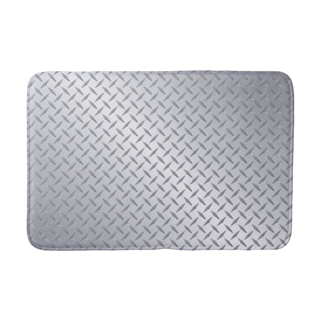 Bright Steel Diamond Plate Look Bathroom Mat (Front)