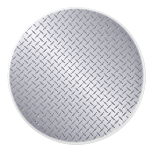 Bright Steel Diamond Plate Look Ceramic Knob