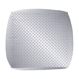 Bright Steel Diamond Plate Look Pouf