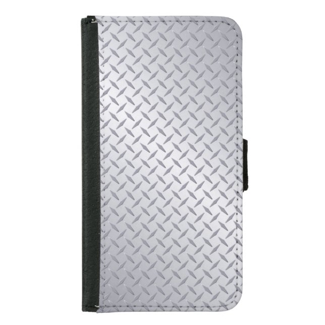 Bright Steel Diamond Plate Look Samsung Galaxy Wallet Case (Front)