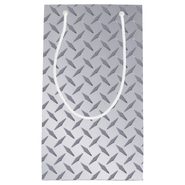 Bright Steel Diamond Plate Look Small Gift Bag (Front)