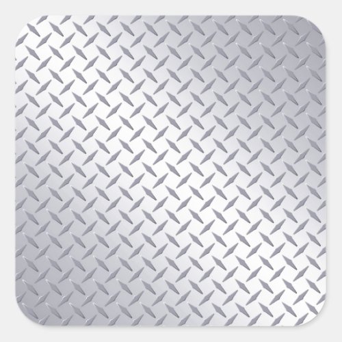 Bright Steel Diamond Plate Square Sticker