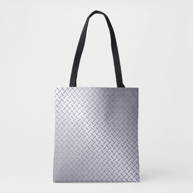 Bright Steel Gray Diamond Plate Pattern Tote Bag (Front)