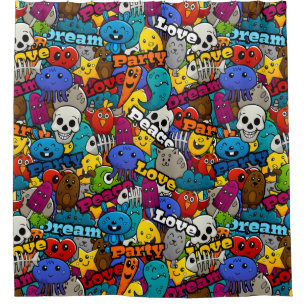 Bright Sticker Pattern Shower Curtain