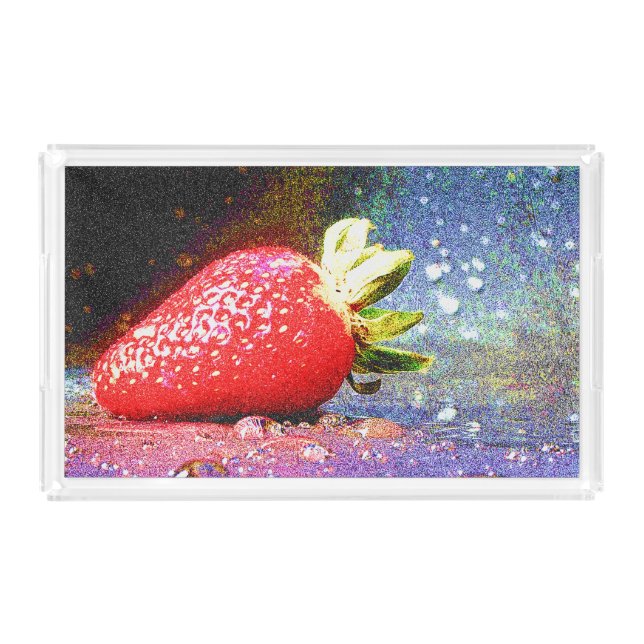 "Bright Strawberry" Cute Photo. Buy Now Acrylic Tray (Front)