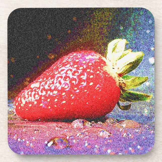 "Bright Strawberry" Cute Photo. Buy Now Beverage Coaster (Front)