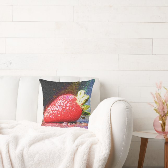 "Bright Strawberry" Cute Photo. Buy Now Throw Pillow (Couch)