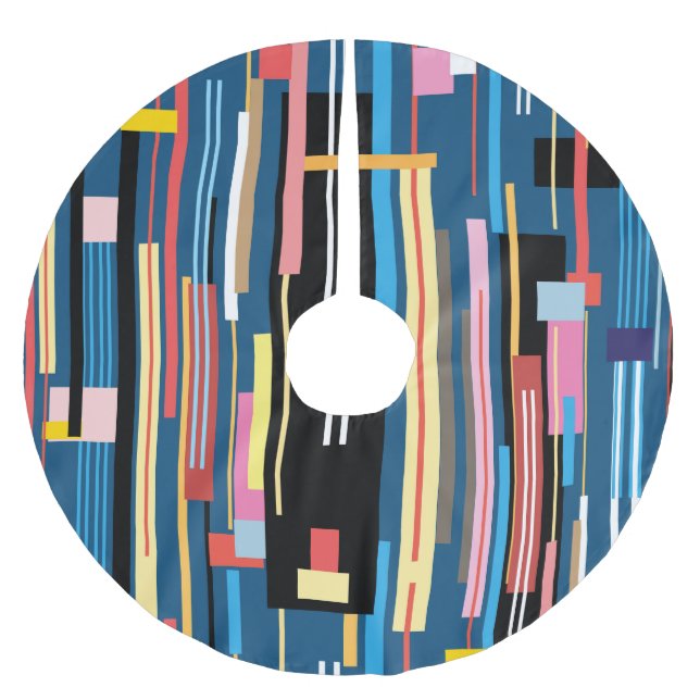 Bright Stripe Abstract Pattern Brushed Polyester Tree Skirt (Front)