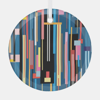 Bright Stripe Abstract Pattern Glass Ornament