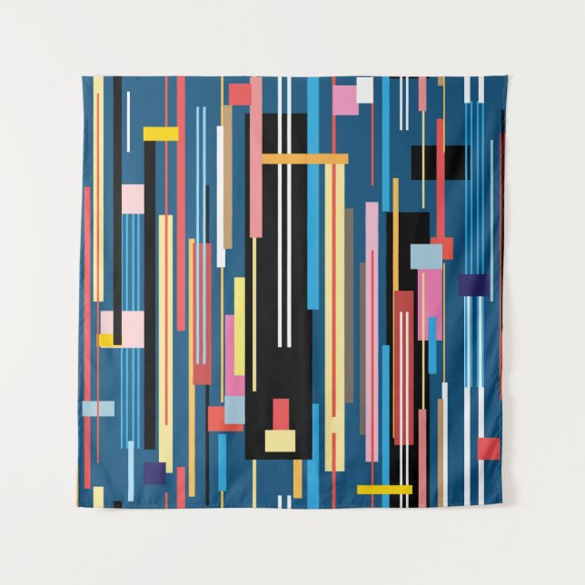 Bright Stripe Abstract Pattern Tapestry (Front)