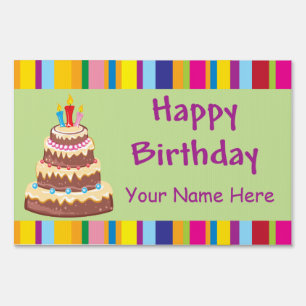 Bright Stripe Birthday Yard Sign