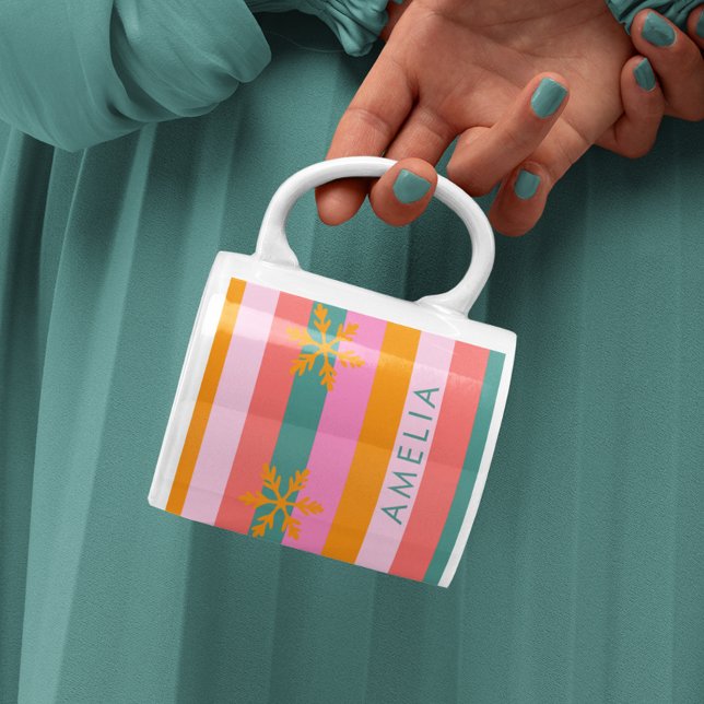 Bright Stripe Cozy Christmas Snowflake Coffee Mug (Creator Uploaded)