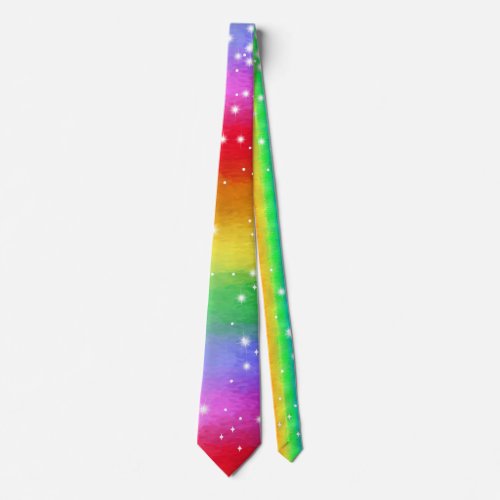 Bright Stripe Impressionist Rainbow Sparkle Neck Tie