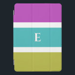 Bright Stripe Modern Trendy Pattern Cool Monogram iPad Pro Cover<br><div class="desc">Add a splash of colour to your device with this brightly striped cover. Customise with your initial for an extra individual touch.</div>